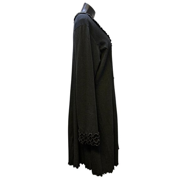 NWT Laura H Hlavac Gray Open Front Ruffled Edge Long Cardigan XL - Picture 3 of 7